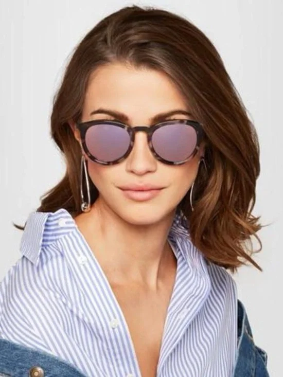 LE SPECS No Smirking Round Sunglasses New Volcanic Tort / Black