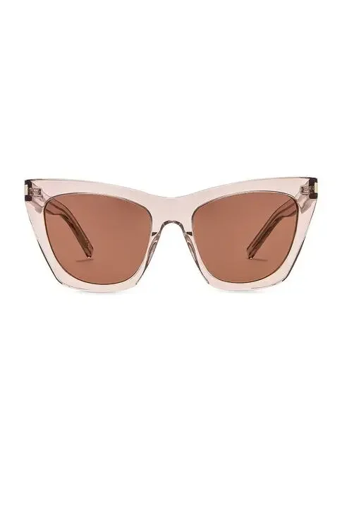 Saint Laurent Sleek Shiny Transparent Powder Kate Sunglasses