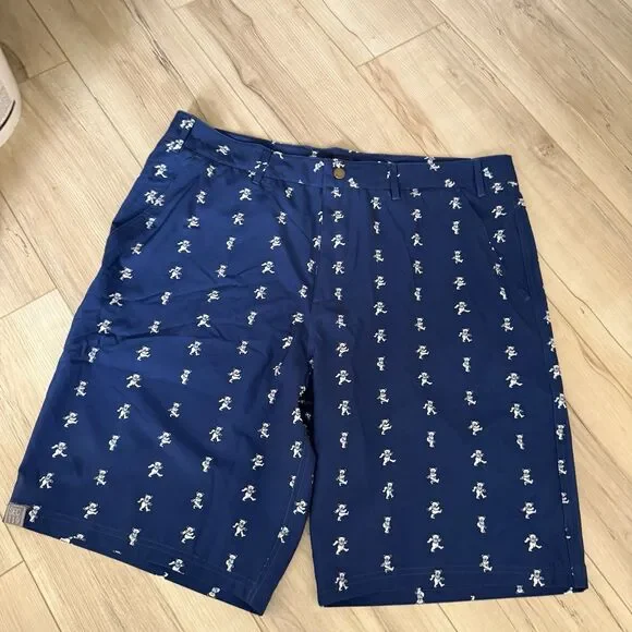 Sec. 119 Grateful Dead Men's 40 Dancing Bears All Over Print Golf Shorts Stretch