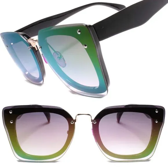 Kiss Womens Oversized Square Sunglasses Purple Gradient Lens Black Frame