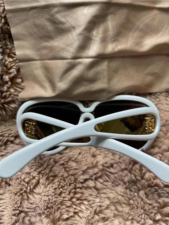 White Designer Loewe  Sunglasses with Gold Accent