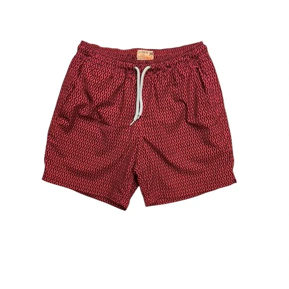 J.Crew Flex Swimwear Mens Small Pink Geometric Print Board Shorts Trunks