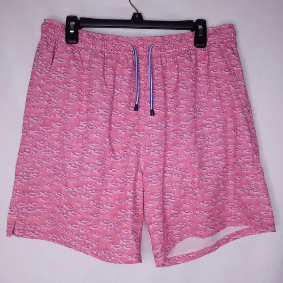 Peter Millar Swim Trunks Mens Large Red School Of Fish