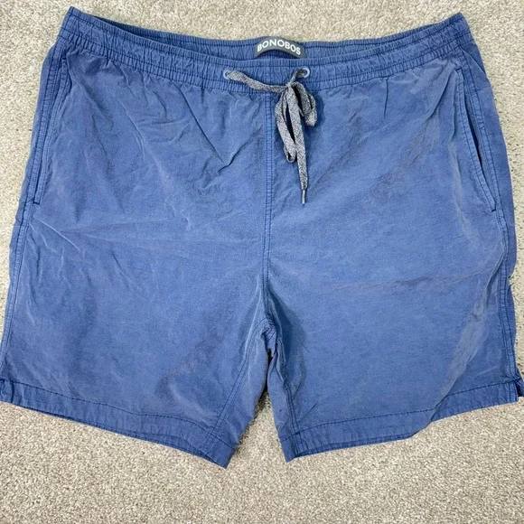 Bonobos Swim Trunk Men XL Blue Elastic Waist Drawstring Mesh Lined 7 Inch Inseam