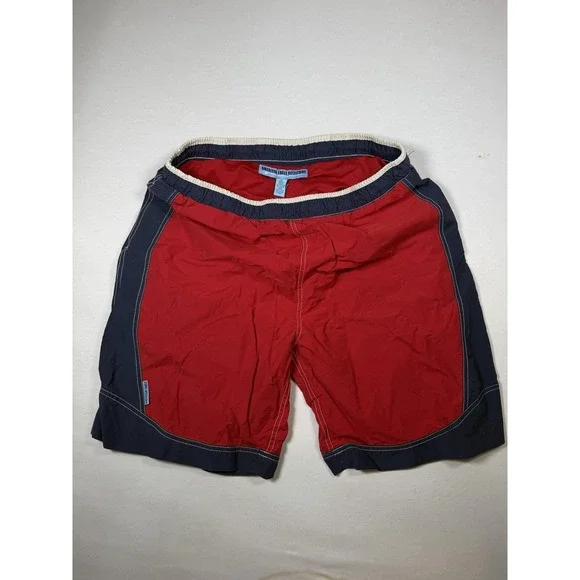 American Eagle Outfitters Shorts Mens XL Red Colorblock Swim Trunks Mesh Lined
