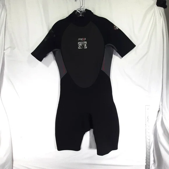 Body Glove Pro 3 Mens Shorty Wetsuit 2/1mm Black Grey Size Large *crease
