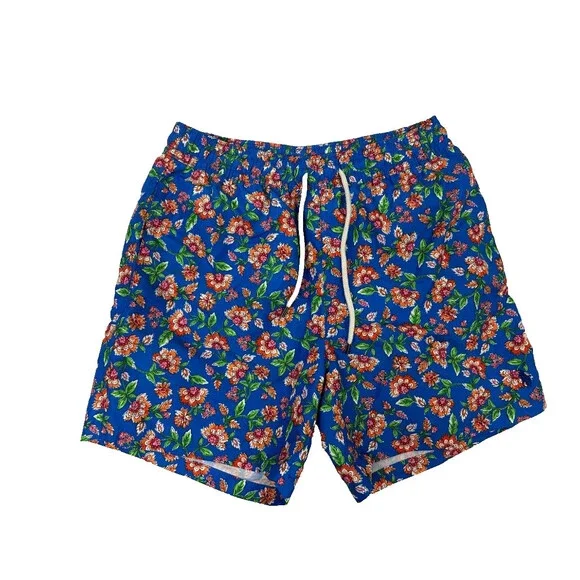 Polo Ralph Lauren Swim Trunks Mens Small Blue Floral Mesh Lined Drawstring NWT