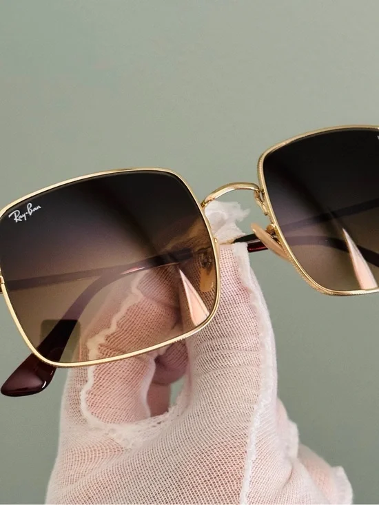 Ray-Ban Women's Gold Frame Brown Gradient Square Sunglasses 54mm RB1971