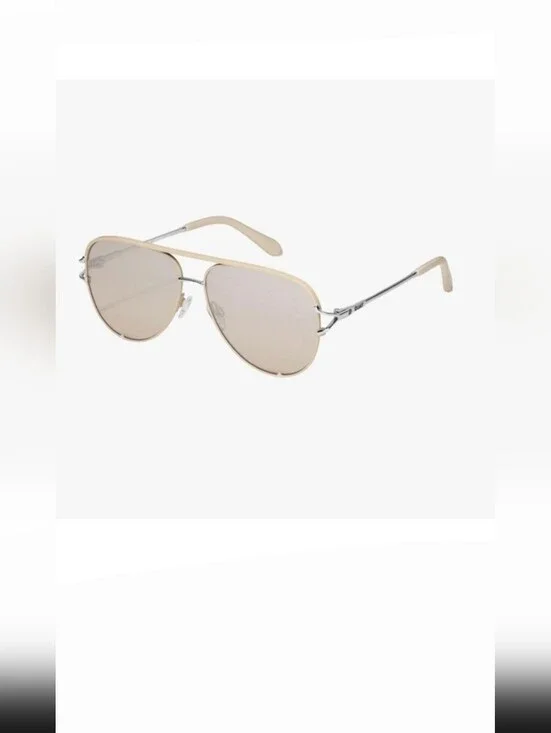 Quay Women's‎ High Key Twist Silver Champagne Flash Aviator Sunglasses new