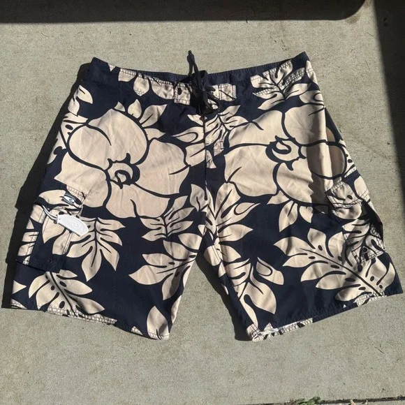 Hawaiian Performance Surfwear Mens Navy lightweight Board Shorts Cargo sz 42