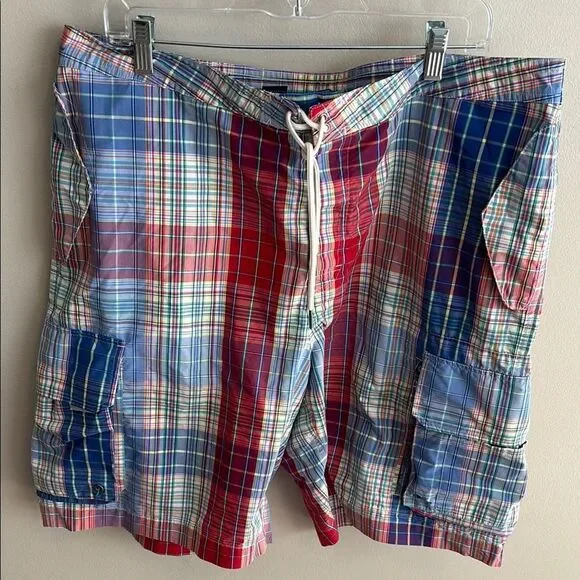 Polo Ralph Lauren 38 Mens Board Shorts Plaid Pockets