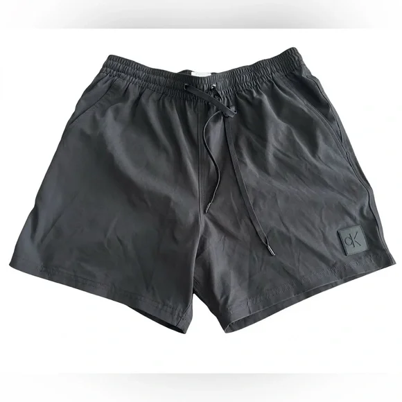 Calvin Klein Men’s Black Logo Patch Swim Shorts M NWOT