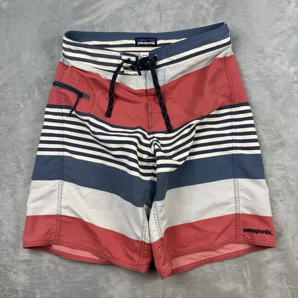 Patagonia Mens Board Shorts 30 Striped Surf Swim Trunks Multicolor Wavefarer