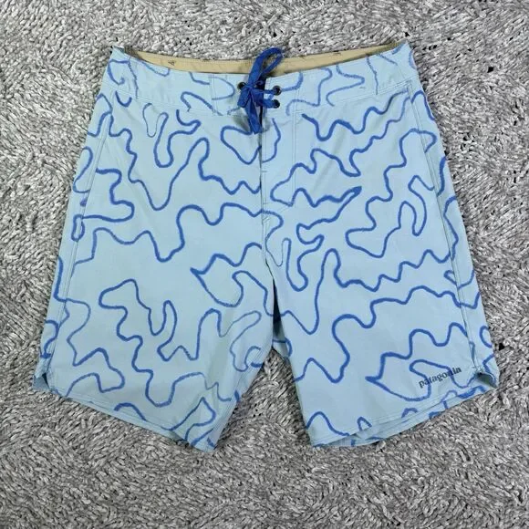 Patagonia Stretch Hydropeak Gerry Lopez Board Shorts Mens 30 Baby Blue Summer