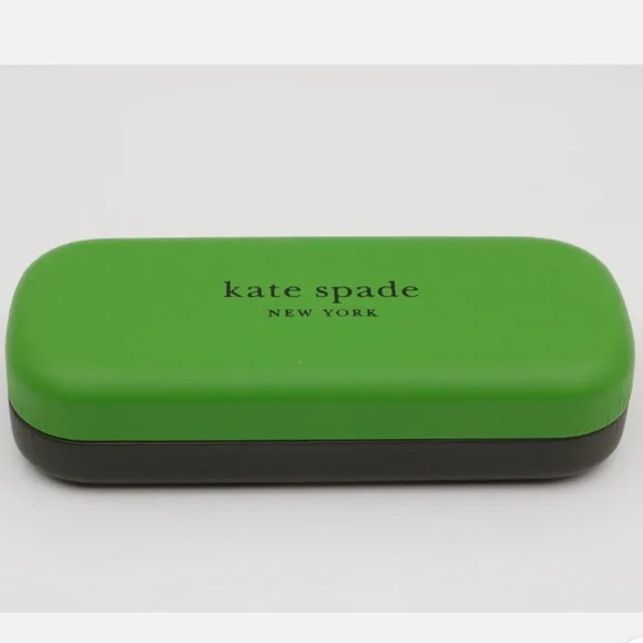 KATE SPADE GREEN HARD EYEGLASS CASE BLACK INTERIOR