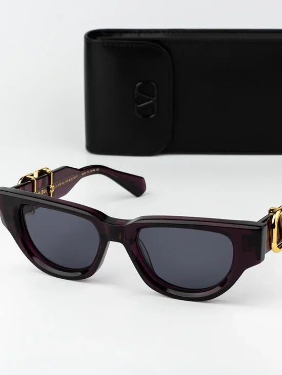 Valentino Women Sunglasses Crystal Purple Grey Cat Eye V - DUE VLS-103D-50
