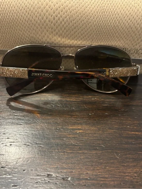 Jimmy Choo women’s Tortoiseshell Frame Sunglasses with crystal embellishments