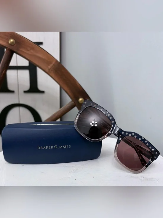 Draper James Navy Polka Dot Cat-Eye Sunglasses with Gradient Lenses