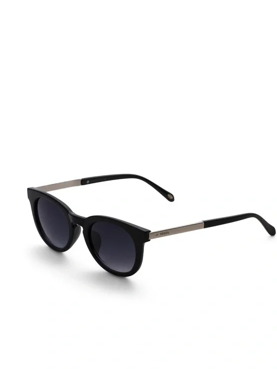 Fossil Black Round 45 mm Sunglasses with Silver Temples