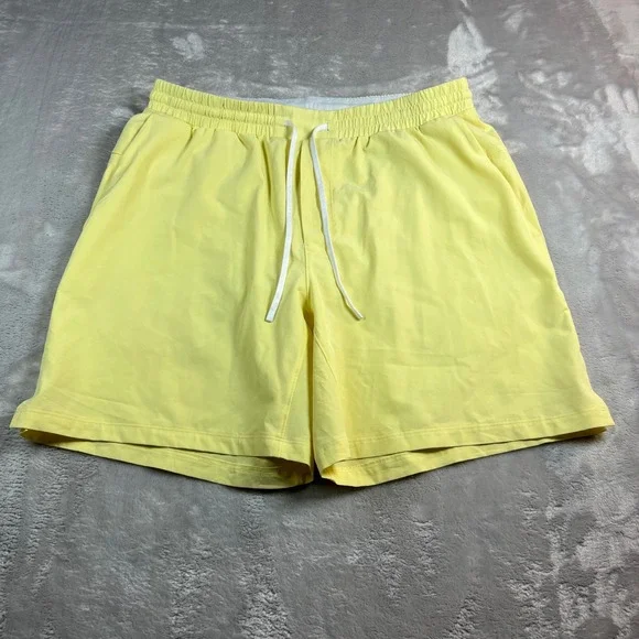 Lululemon Men's Large Pool Shorts Yellow Drawstring Mesh Liner Swim Trunks