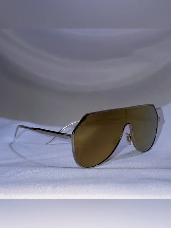 Dolce & Gabbana DG2221 498/7P Shield Sunglasses Gold Italy 145 Authentic