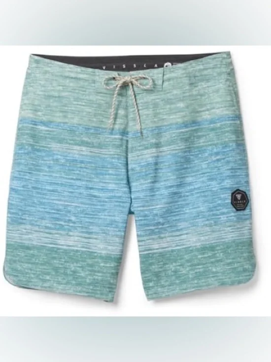 VISSLA Teal and Blue Blurry Horizons Men's Boardshorts