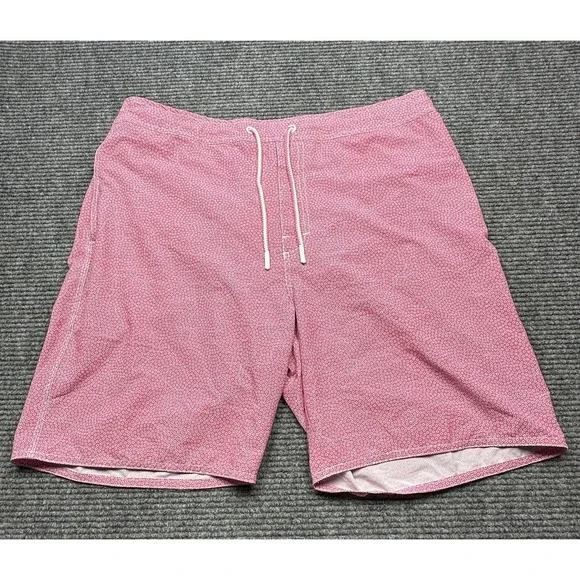 johnnie-O Swim Trunks Mens 2XL Pink Mesh‎ Lined Drawstring Elastic 8in Inseam