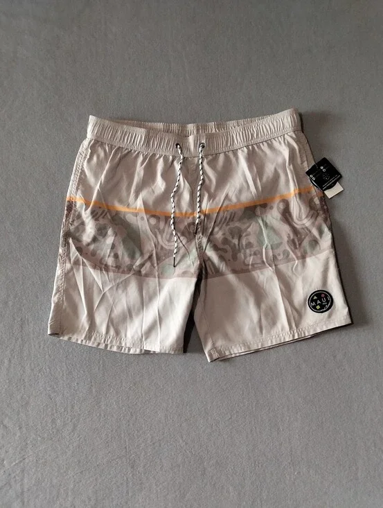 Maui And Sons Mesh Lined Lightweight Swimming Pool Shorts NWT Size XL Bone White