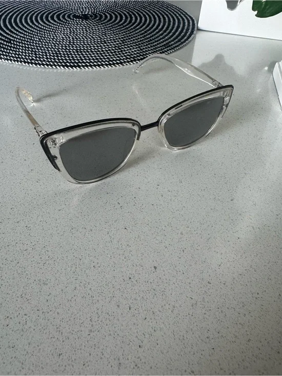 Quay Australia Clear Frame Black Trim Sunglasses