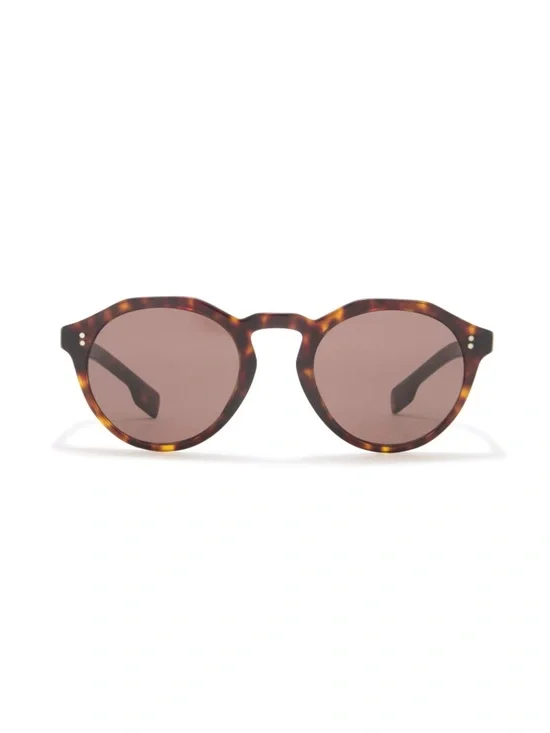NWT! Burberry 50mm Round Sunglasses DARK HAVANA Tortoise Brown