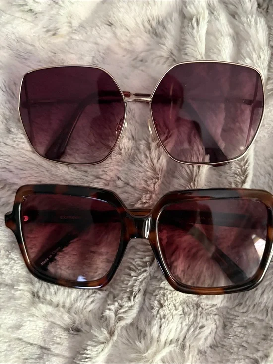Express Women's Oversized Square Sunglasses in Brown and Plum