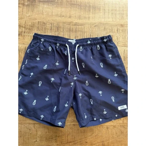 TRUNKS Surf & Swim Co. Navy Embroidered Swim Shorts With Pockets Large