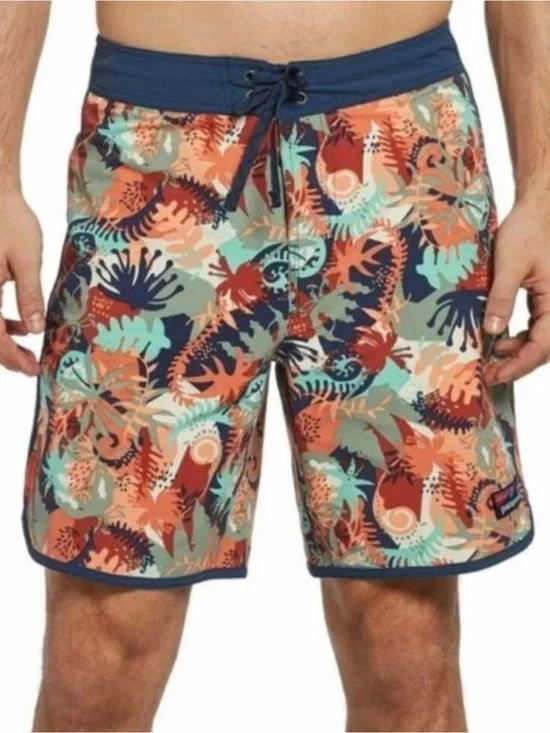 Patagonia Wavefarer Board Shorts Wild Waratah Celadon Men 36  Surf Swim