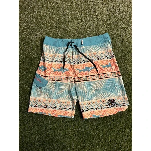 Maui And Sons Floral Color Block Size 36 Board Shorts