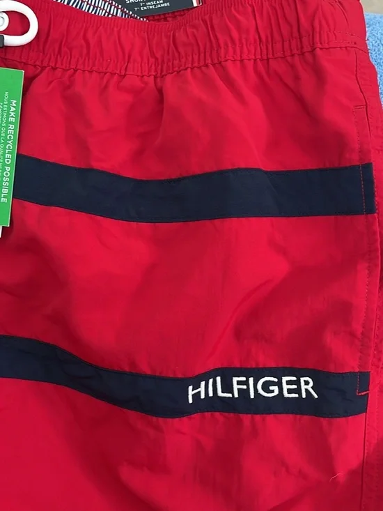 Tommy Hilfiger swim trunks red color block design. Size xxl. Smoke free