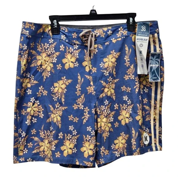 Hurley Board Shorts Mens 36 Blue Floral Phantom Naturals 18