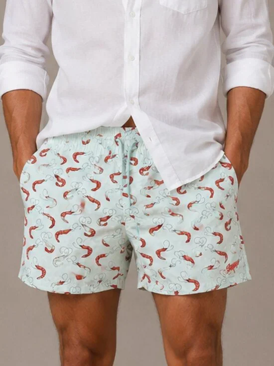 Pull&Bear STWD Lobster Print Men’s Swim Trunks Size Large