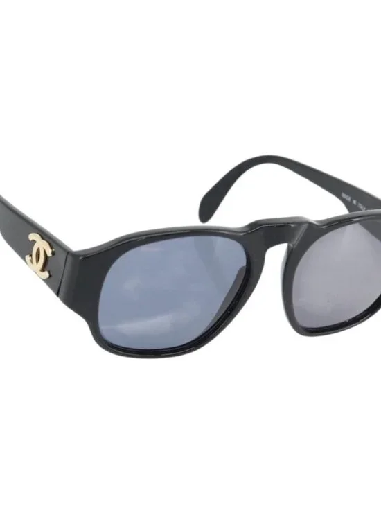 CHANEL COCO Mark Sunglasses plastic Black CC Auth 181746