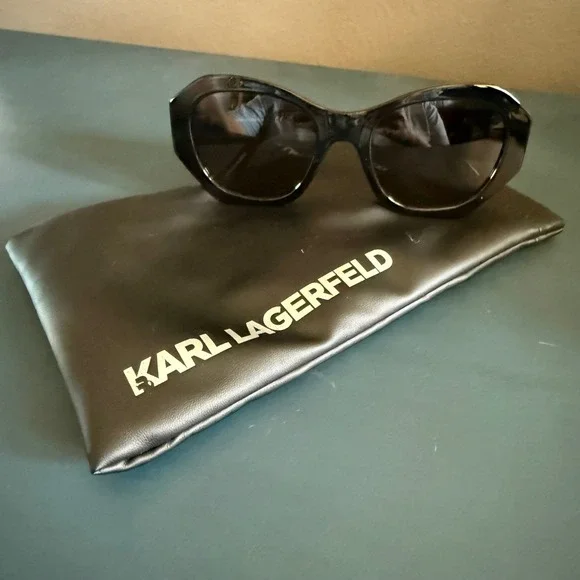 Karl Lagerfeld Womens Black Geometric‎ Oversized Sunglasses KL6146S N 001