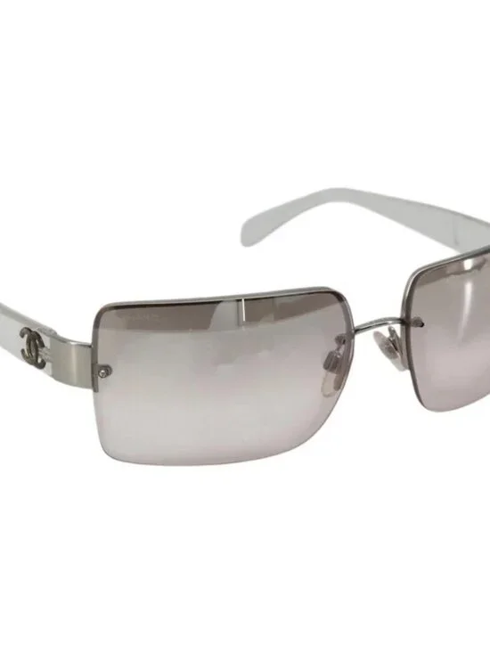 CHANEL Sunglasses Plastic Clear Silver CC Auth 185209