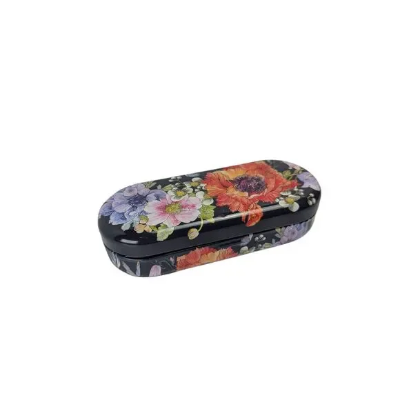 Brighton Navy & multicolor floral metal hard side sunglasses glasses case