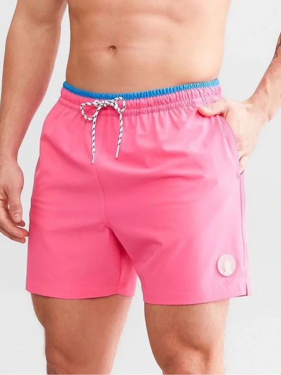 Chubbies The Avalon Swim Trunks Bright Pink Lined Drawstring 5.5” Inseam L