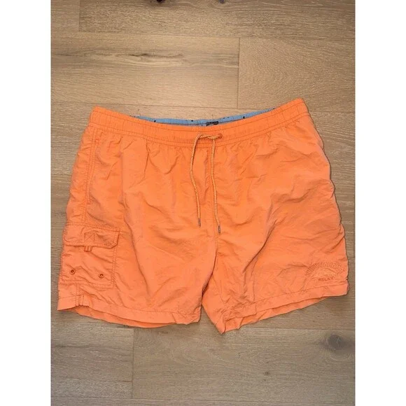 Tommy Bahama Relax Swim Trunks Men Orange Nylon Mesh Lined Pockets XXL 2XL