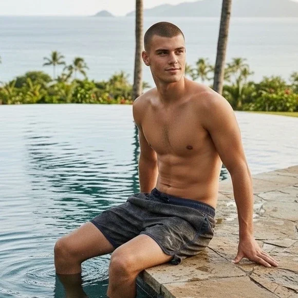 Katin Mens Starburst Print Swim Trunks Charcoal Grey Board Shorts Size S 2261