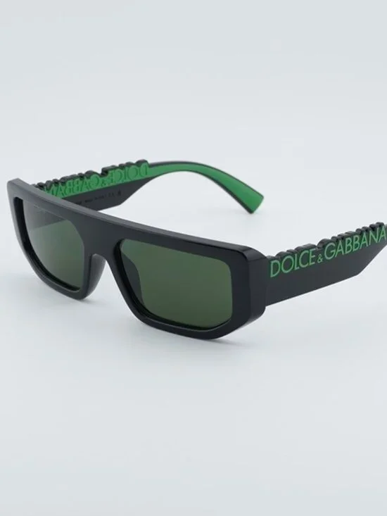 Dolce & Gabbana DG6203 501/71 Sunglasses Black/Green Rectangle Frame