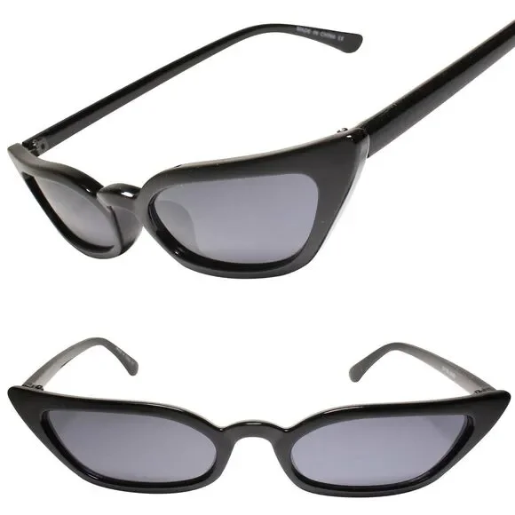 Vintage Rockabilly 90s Cat Eye Black Sunglasses