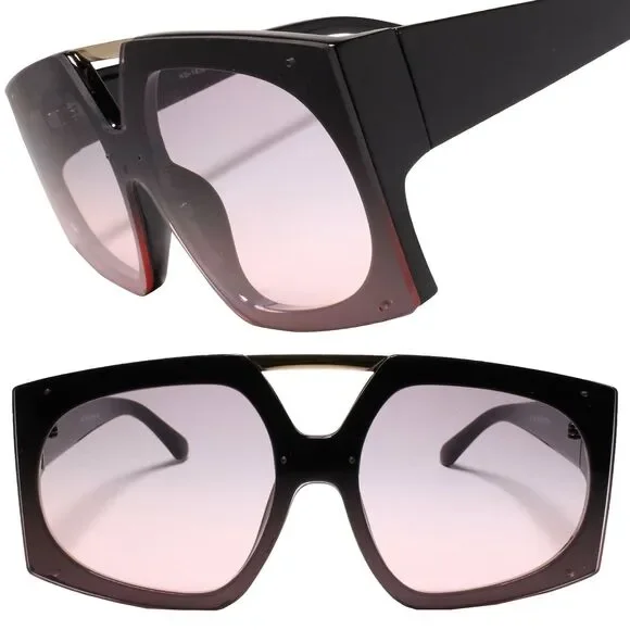 Exaggerated Oversized Square Pink Lens Sunglasses