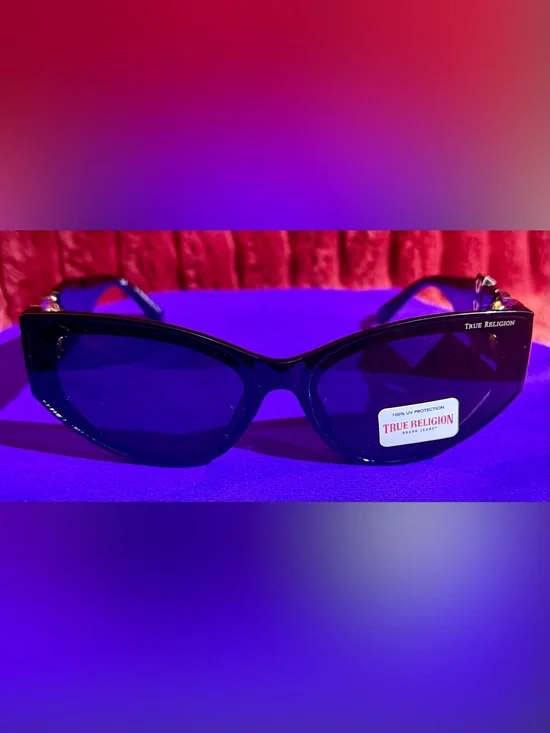 True Religion Glossy Black Cat-Eye Sunglasses