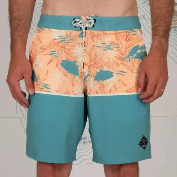 Salty Crew Men's Dark Aqua Tandem Board Shorts Size 38