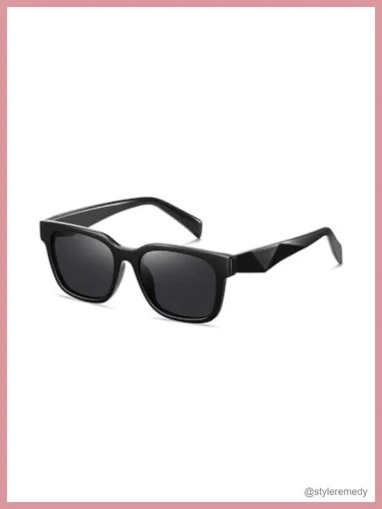 Retro Chunky Rectangle Frame UV400 Square Sunglasses for Women Men